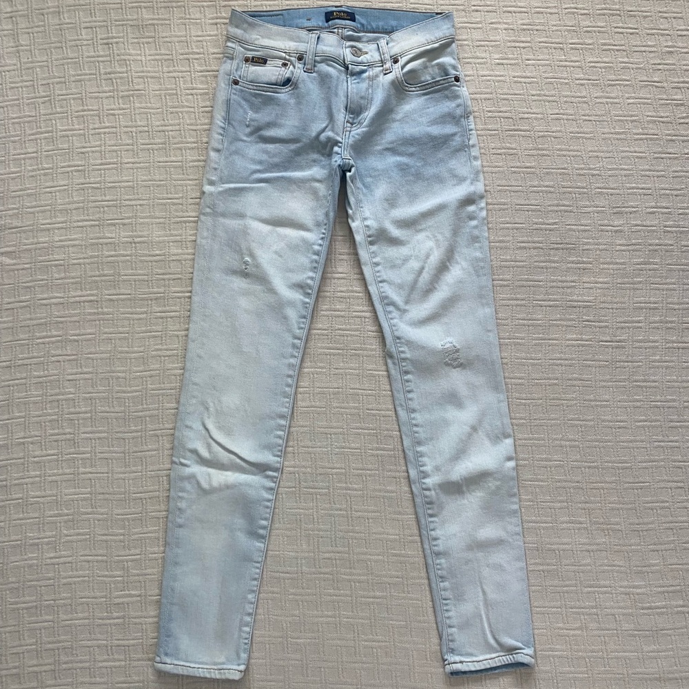 Polo Ralph Lauren low rise Tompkins Skinny classic light blue denim jeans 25”